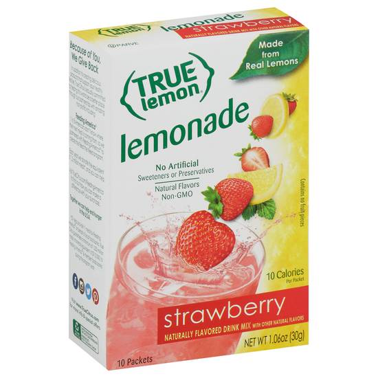 True Lemon Strawberry Lemonade Drink Mix (10 ct, 0.11 oz)