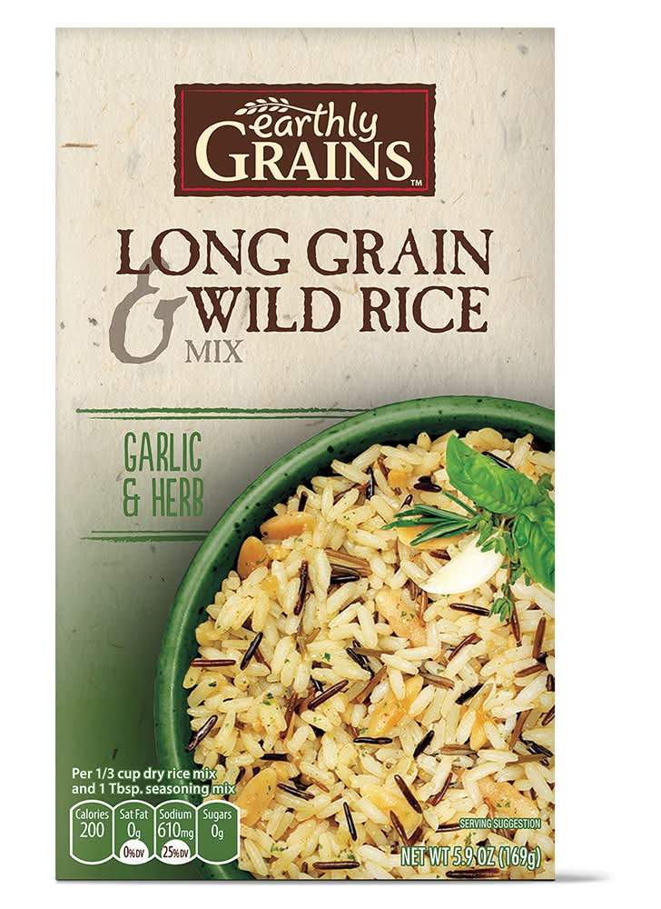 Earthly Grains Long Grain & Wild Rice Mix, Garlic & Herb (5.9 oz)