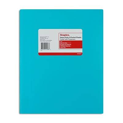 Staples Matte 2-Pocket Plastic Portfolio Folder with Fasteners, Teal (55478)