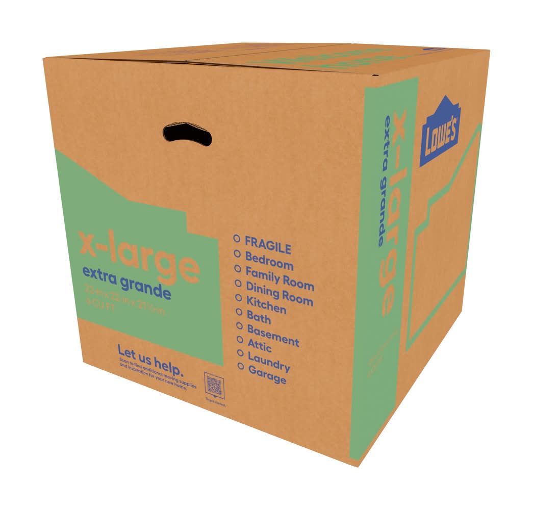 Lowe's 22-in W x 21.5-in H x 22-in D Classic X-large Cardboard Moving Box with Handle Holes