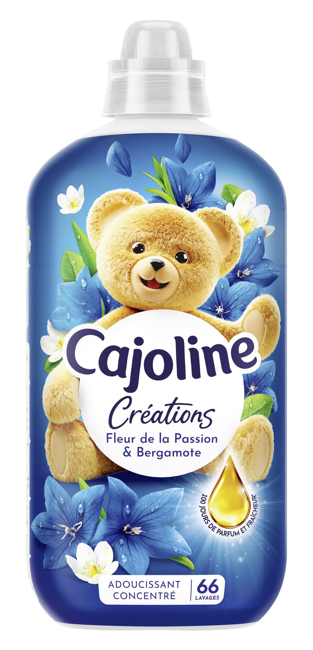 Cajoline - Adoucissant concentré 66 lavages, fleur de la passion-bergamote (1,38L)
