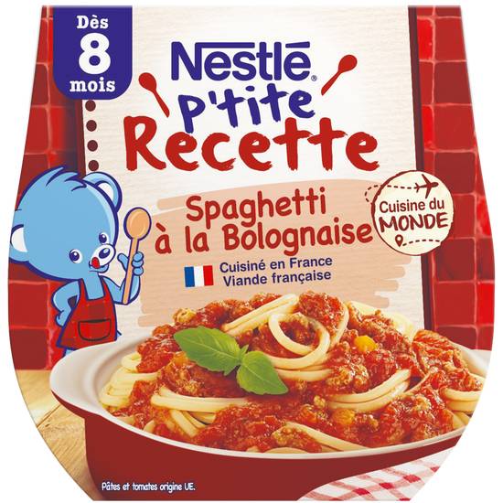 Nestlé - P'tite recette spaghetti à la bolognaise dès 8 mois (2 pièces)