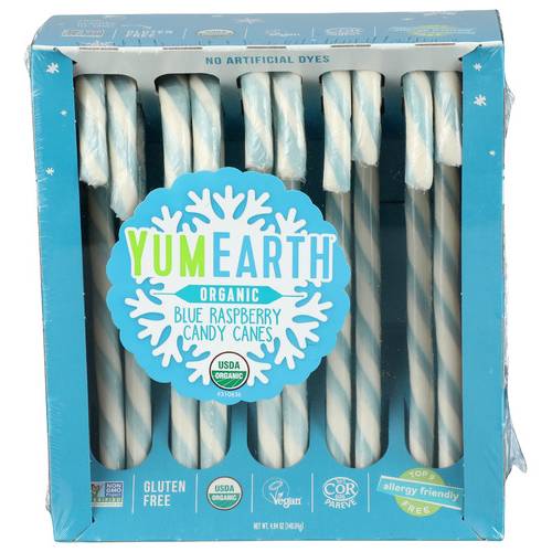 Yum Earth Organic Blue Raspberry Candy Canes 10 Pack