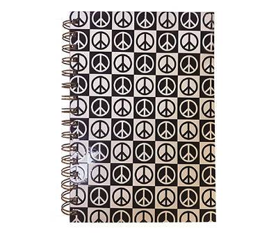 Black & White Peace Sign Pattern Spiral-Bound Journal
