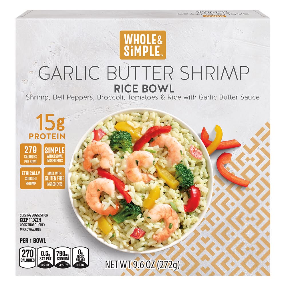 Whole & Simple Garlic Butter Shrimp Rice Bowl