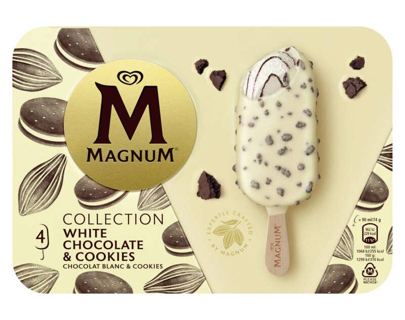 Magnum Glace Bâtonnet Chocolat Blanc et Cookies 296g