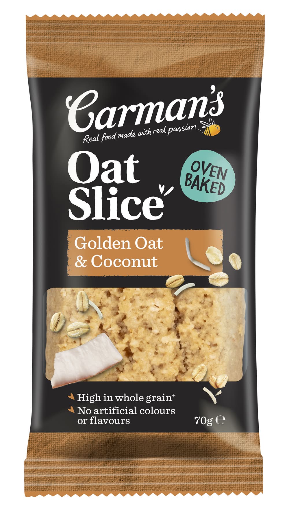 Carman's Oat Slice, Golden Oat & Coconut (70g)