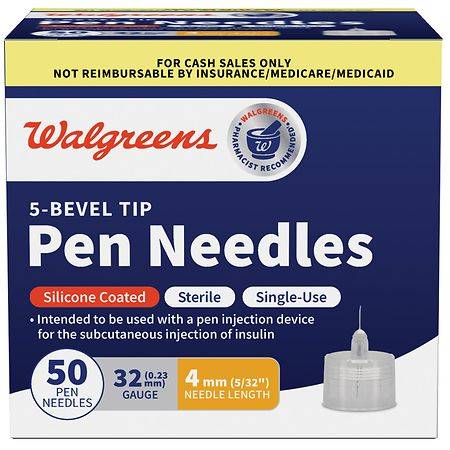 Walgreens 5-Bevel Tip Pen Needles 32G/4mm - 50.0 ea