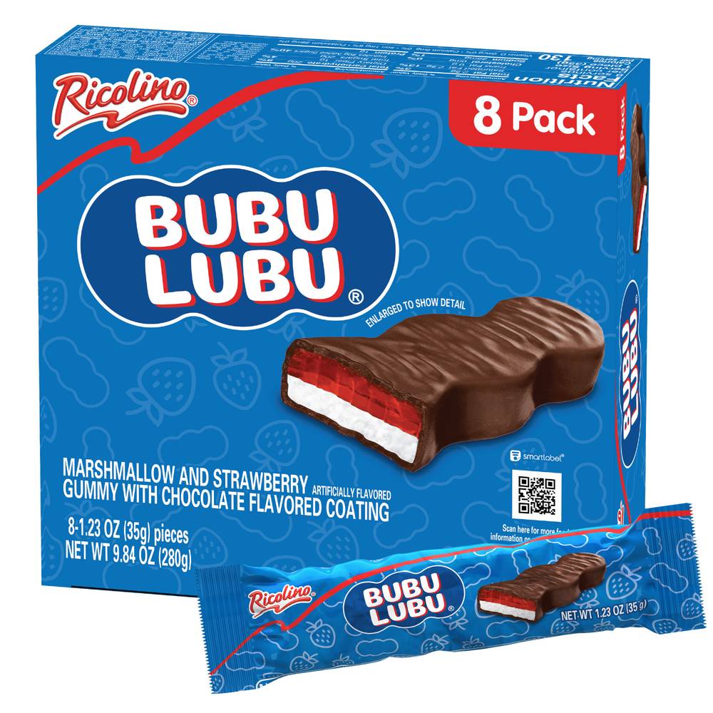 Ricolino Bubulubu Chocolate Marshmallow Bar (8 ct) (strawberry)