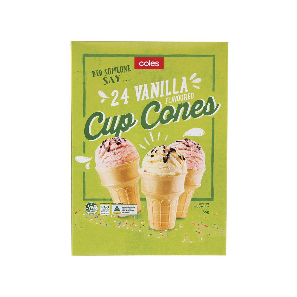 Coles Ice Cream Cones Vanilla Cups 24 pack
