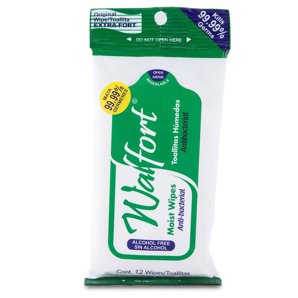 Walfort toallitas húmedas antibacteriales (bolsa 12 piezas)