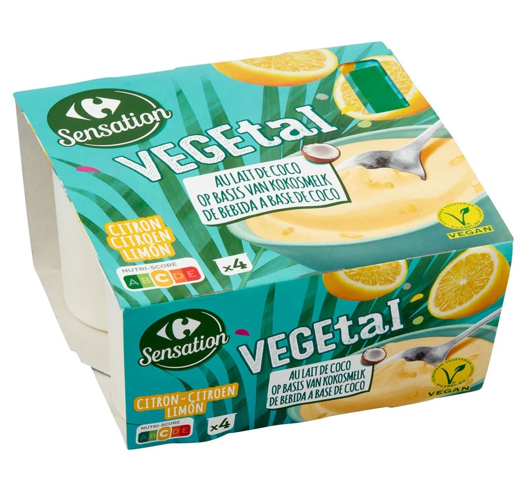 Carrefour Sensation Végétal Citron au Lait de Coco 4 x 100 g