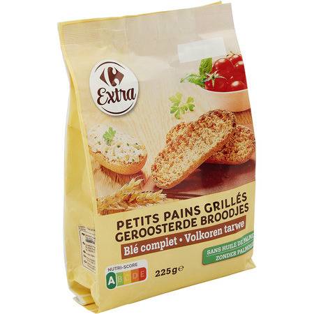 Petits pains grillés blé complet Carrefour Extra - le sachet de 225g