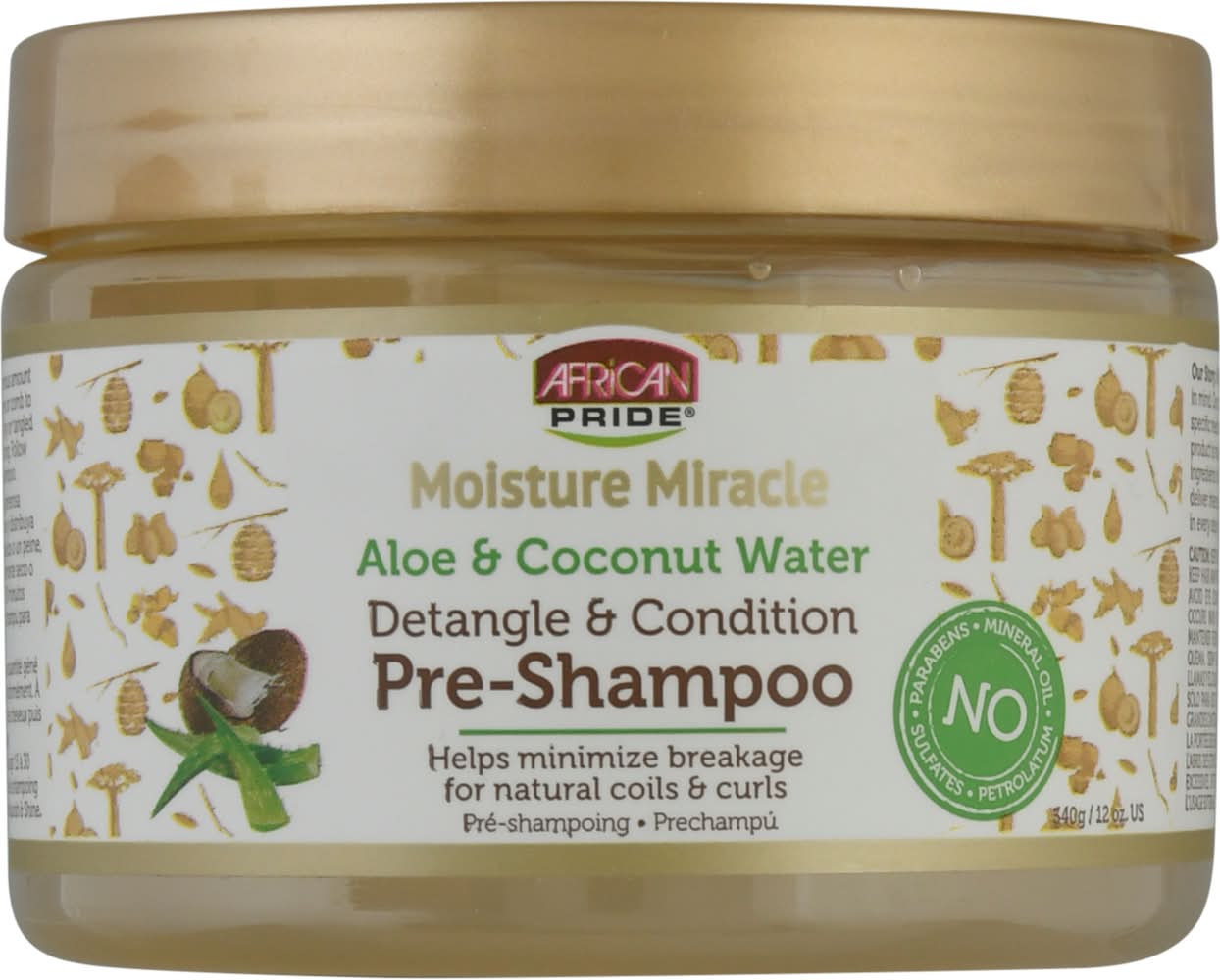 African Pride Moisture Miracle Detangle & Condition Aloe & Coconut Water Pre-Shampoo (12 oz)