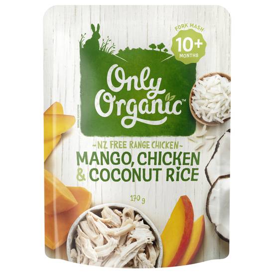 Only Organic Free Range Chicken Mango & Coconut Rice 10+ Months 170 Gram