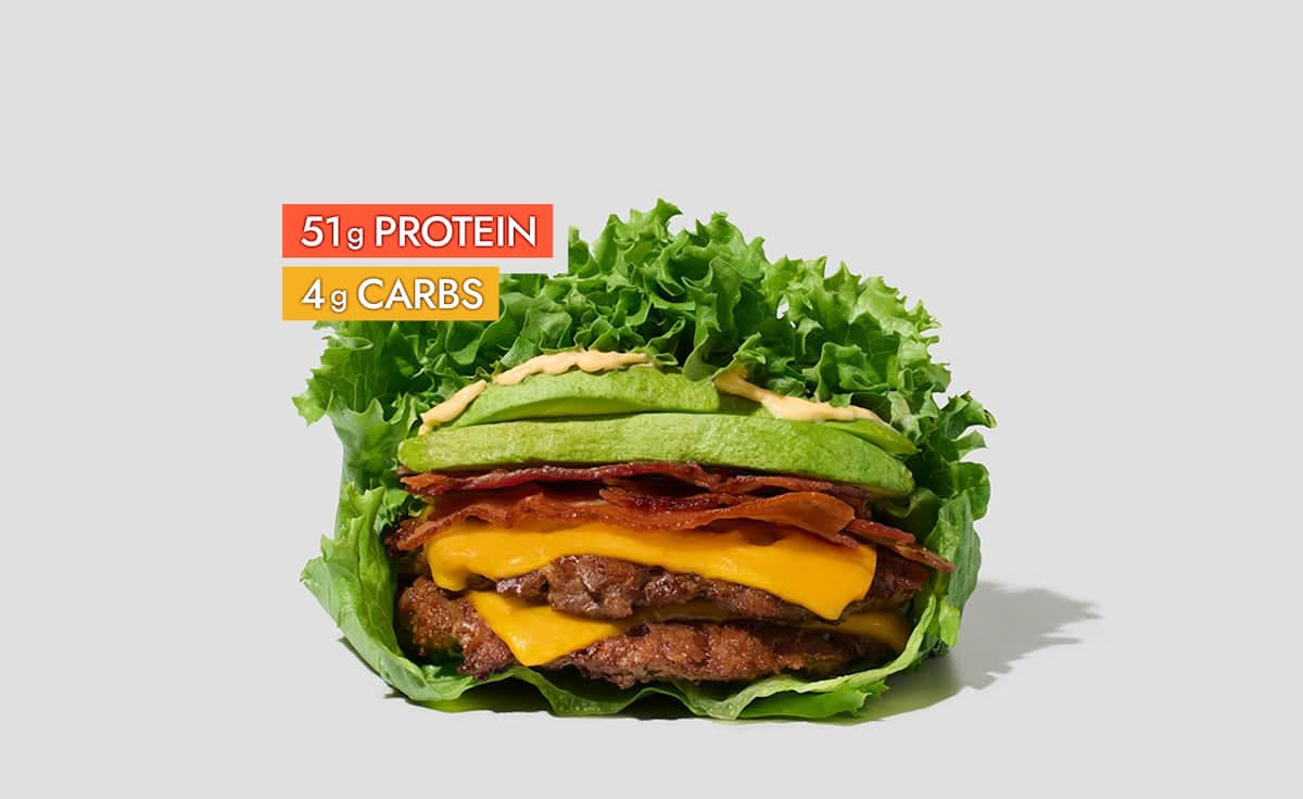 Avocado Bacon Burger Lettuce Wrap