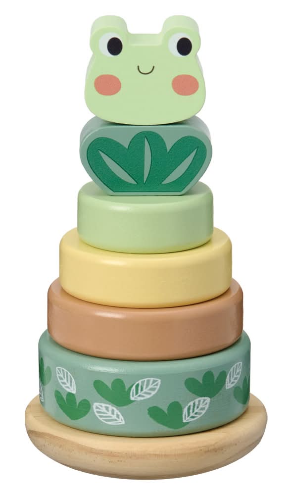 Little Town Wooden Carrot, Egg, or Stacker - Frog Stacker