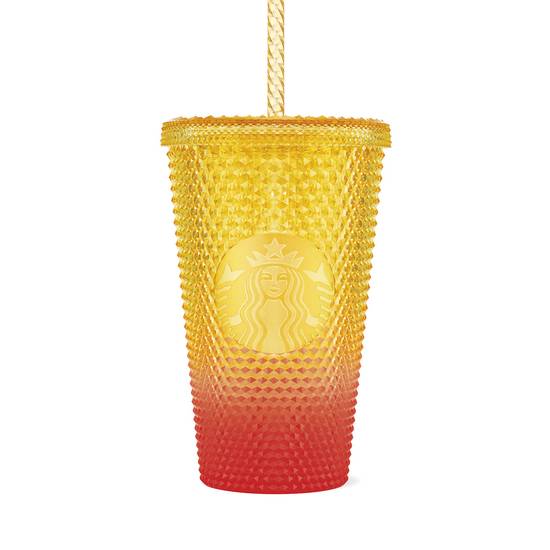 Cold Cup Pl Bling Yellow Orange 16Oz