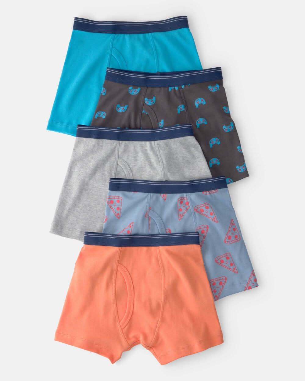 Boys 5-Pack Gamer Boxer Brief Underwear - Orange/Blue/Grey - 10-12