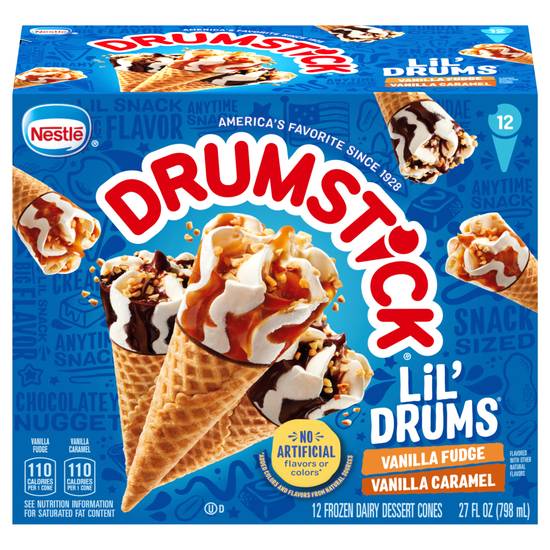 Drumstick Lil'drums Vanilla Caramel and Fudge Sauce Sundae Cones (12 ct)