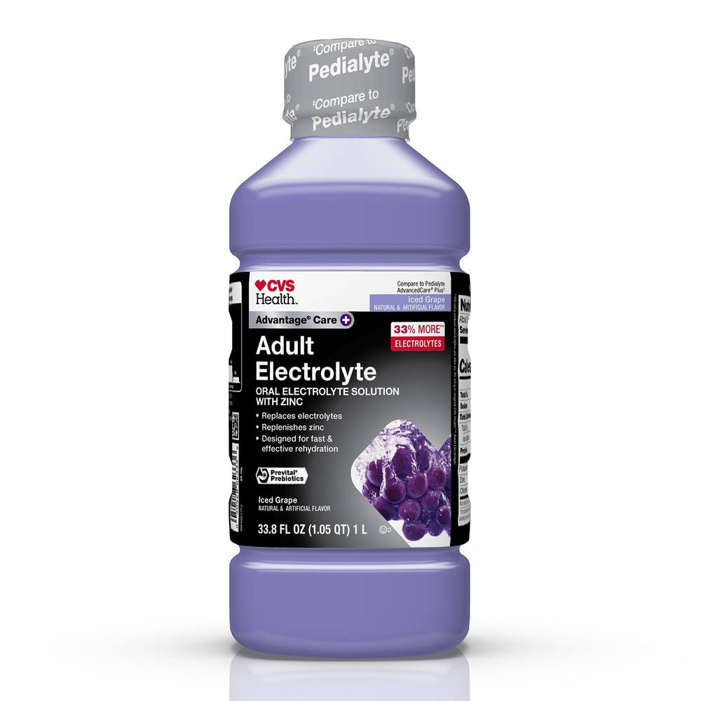 CVS Health Advantage Care Plus Electrolyte Solution, Iced Grape (33.8 fl oz)