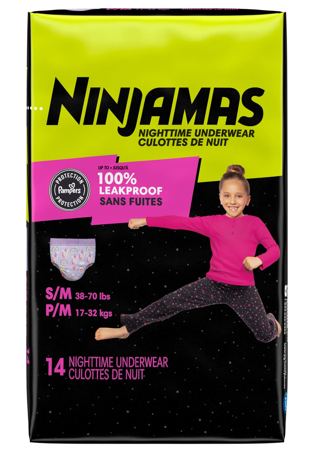 Ninjamas Nighttime Girl Underwear With Odor Mask Size S-M (1.3 lbs)