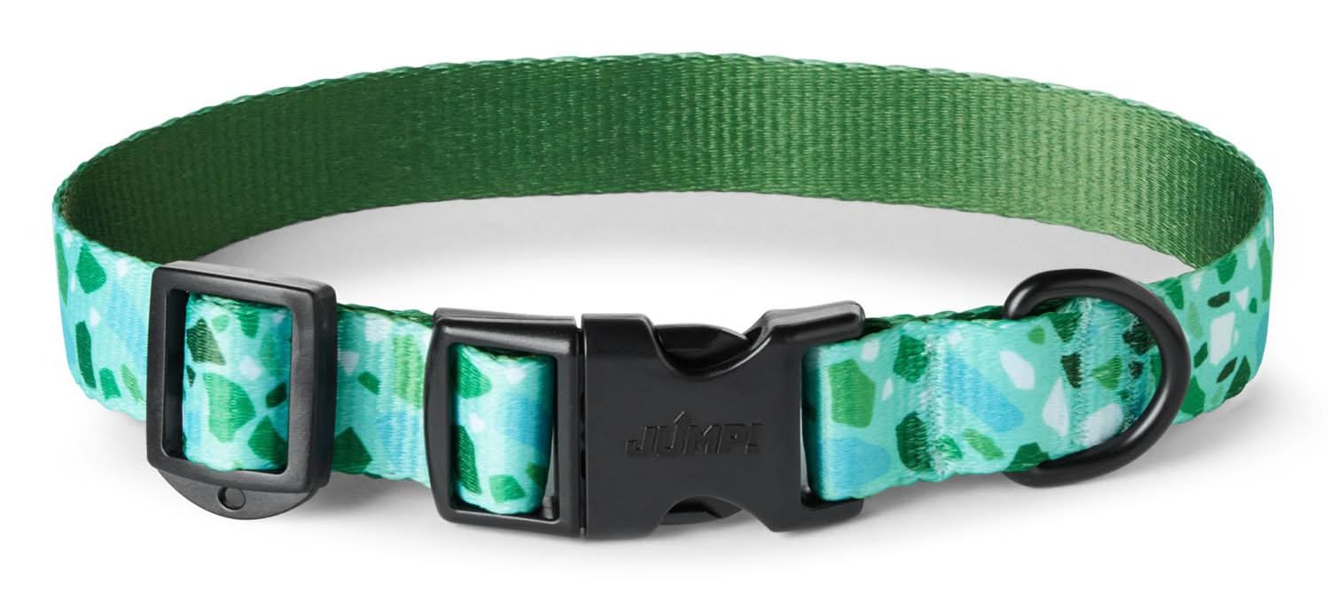 JUMP! Adjustable Terrazzo Green Dog Collar, 1 Medium