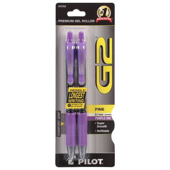 Pilot G2 0.7 mm Fine Purple Ink Gel Pens (2 ct)