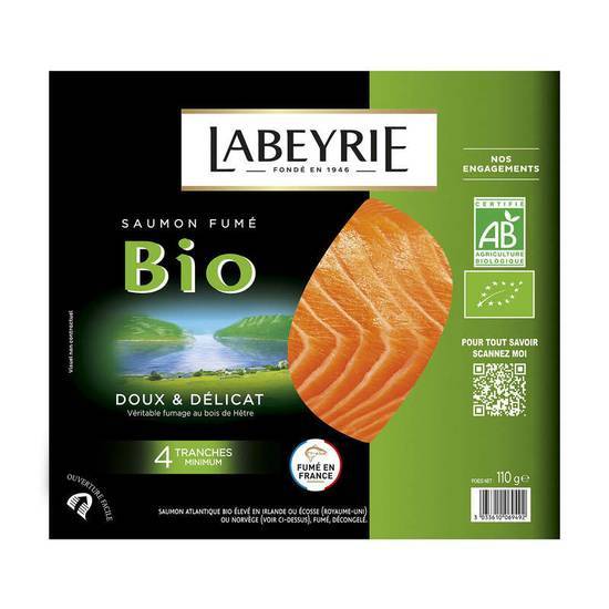 Labeyrie Saumon fumé - 4 tranches - Biologique 110g