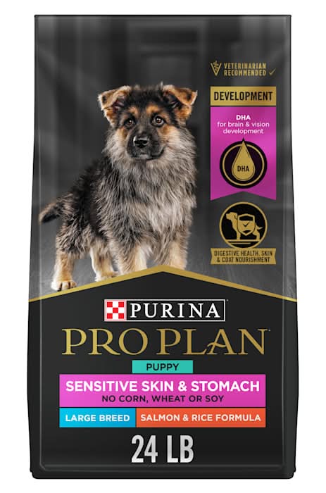 Purina Pro Plan Sensitive Skin & Stomach, Salmon & Rice Formula Large Breed Dry Puppy Food, 24 lbs.