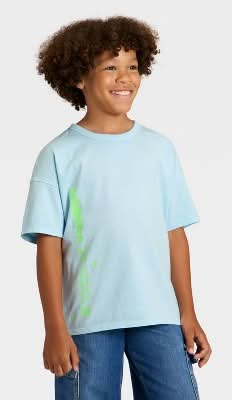 Boys' Short Sleeve Oversized Fit T-Shirt - Cat & Jack™ Light Blue XS