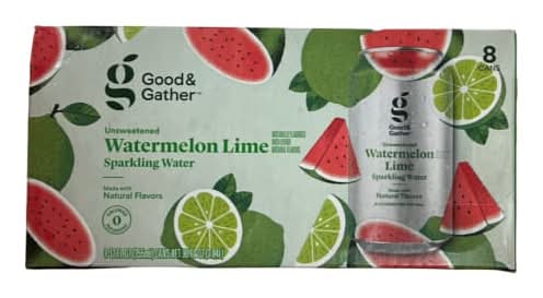 Good & Gather Unsweetened Sparkling Water, Watermelon Lime (8 x 12 fl oz)
