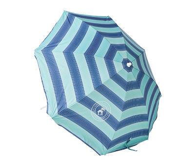 6' Blue Stripe Tilt Beach Umbrella