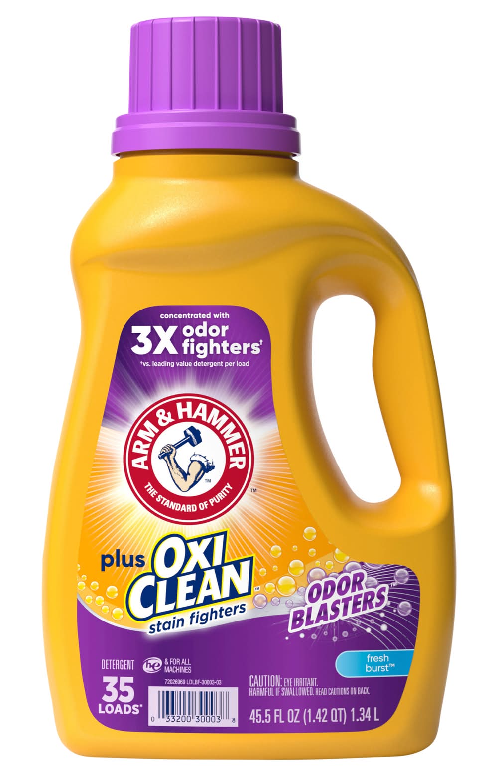 Arm & Hammer Plus Oxiclean Odor Blasters Liquid Laundry Detergent, Fresh Burst (45.5 fl oz)
