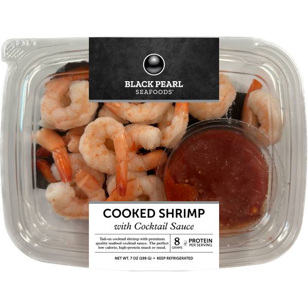 Black Pearl Seafood Cooked Shrimp With Cocktail Sauce (7 oz)