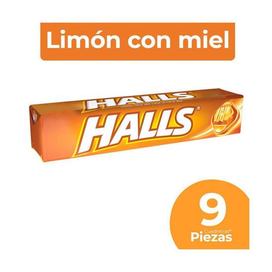 Caramelo macizo Halls sabor limón con miel 9 pzas