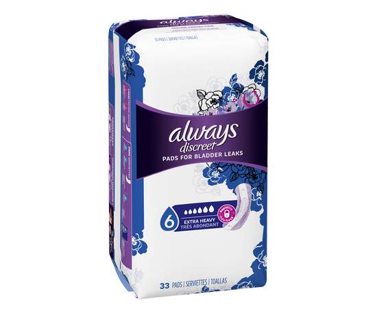 Always Discreet Discreet Incontinence Pads For Women Extra Heavy Absorbency (33 units)