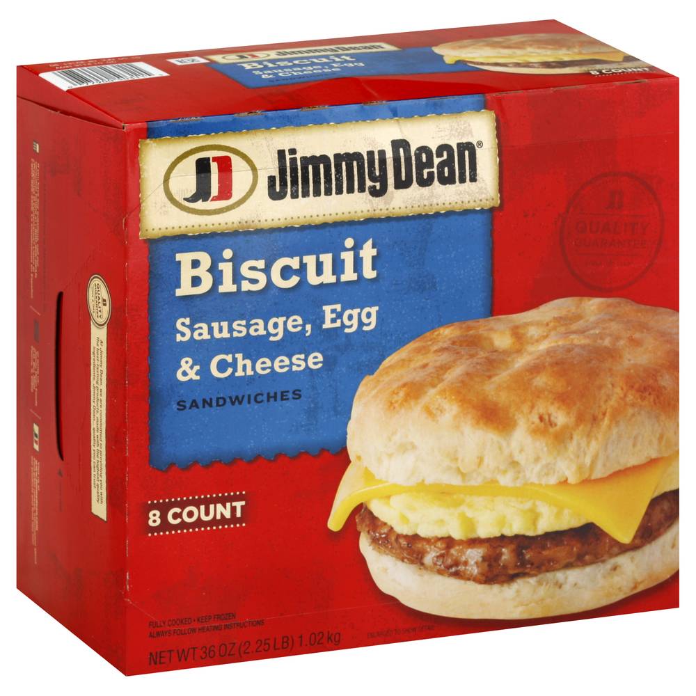 Jimmy Dean Sausage Egg and Cheese Biscuit Sandwiches (2.25 lbs, 8 ct)