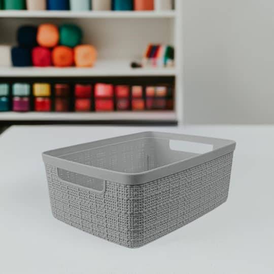 Curver Jute Gray Plastic Storage Basket Organizer