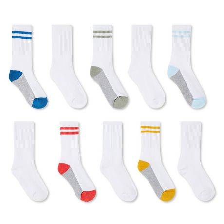 George Boys'' Crew Socks 10-Pack (Color: Blue, Size: 11-2)