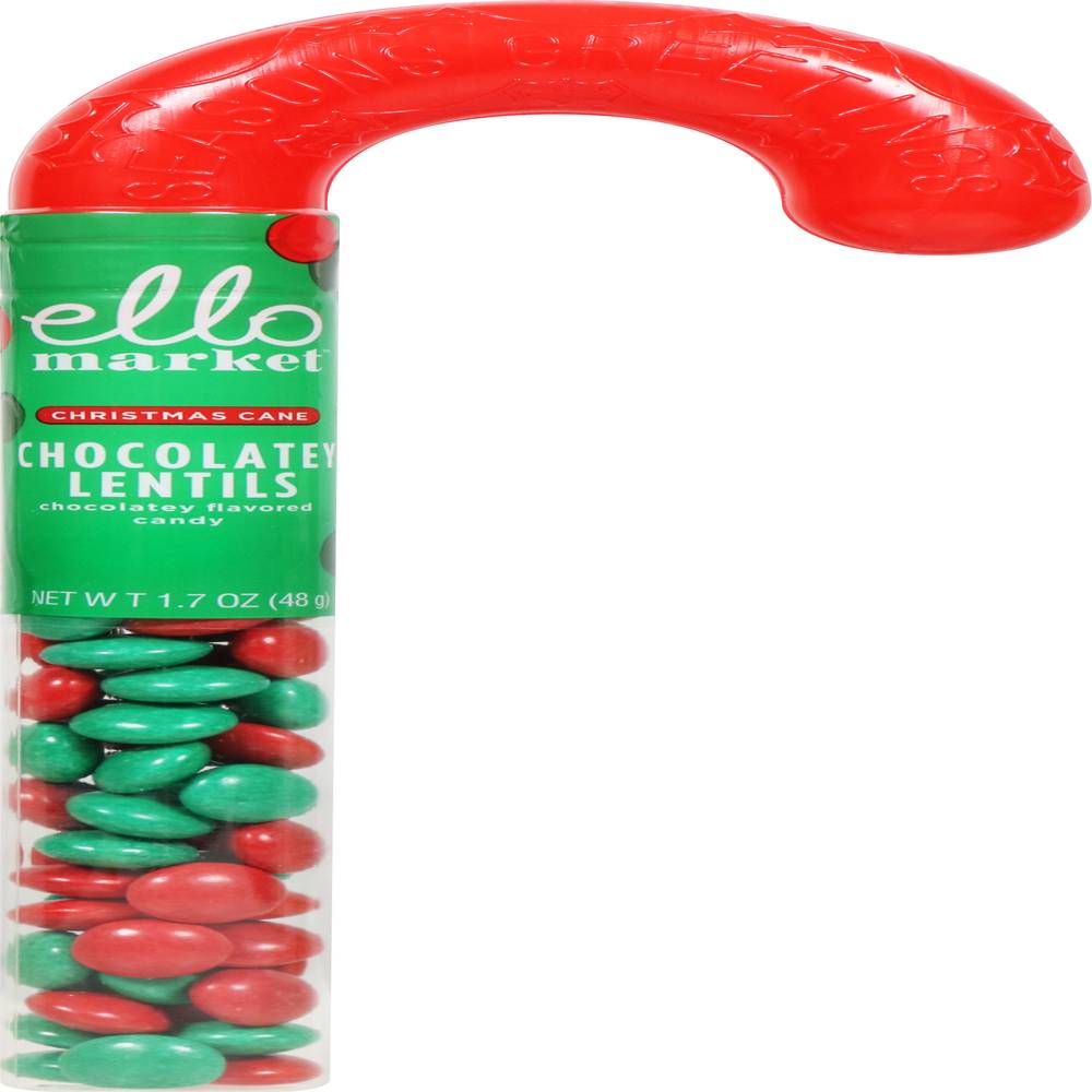 Ello Market Christmas Cane Chocolatey Lentils Candy - 1.7 Oz