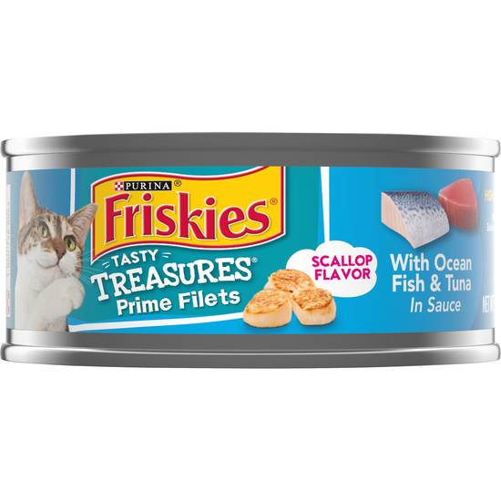 Friskies Scallop Flavor Tasty Treasures With Ocean Fish & Tuna Prime Filets Cat Food