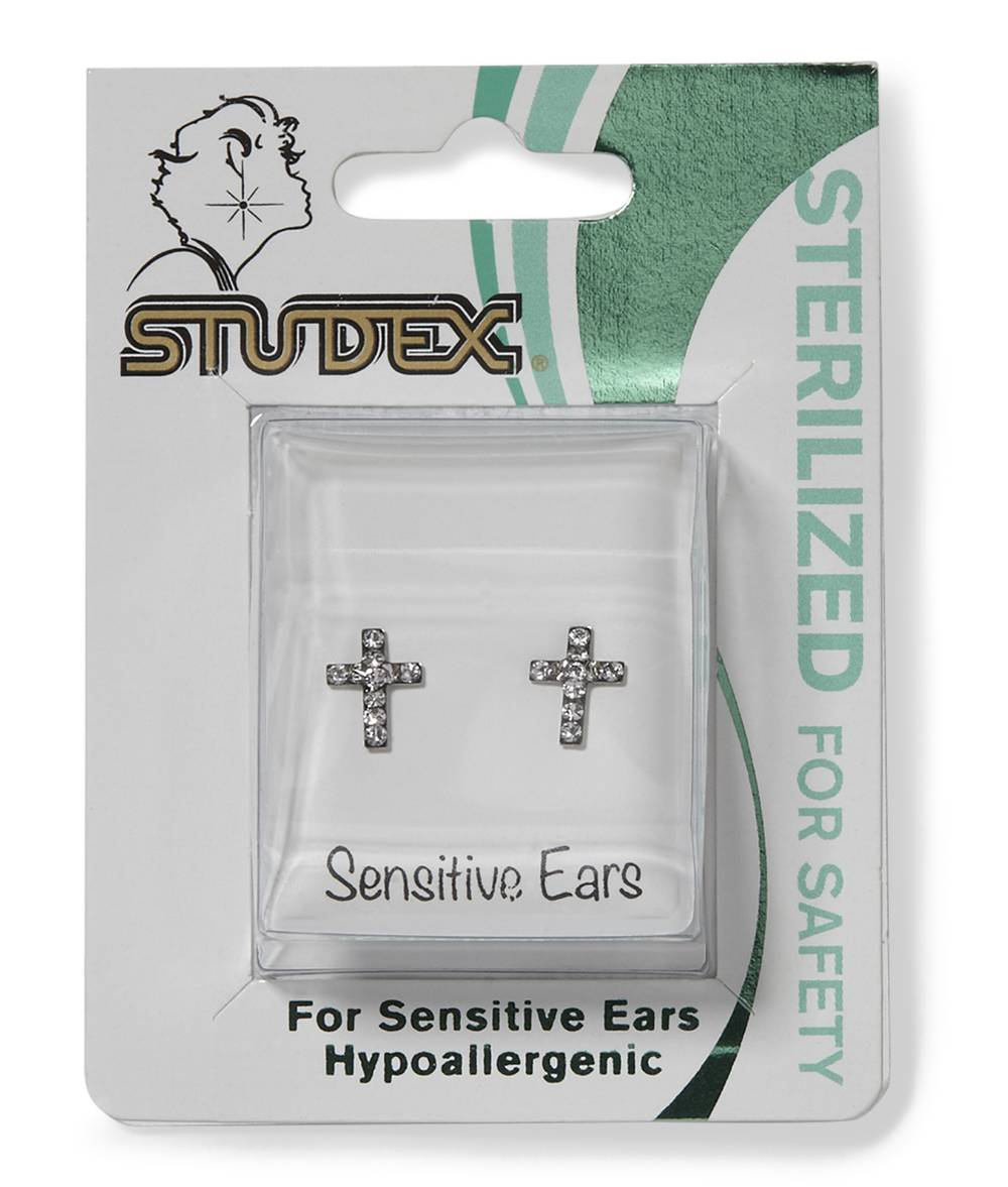 Studex Crystal Cross Earrings, 5 mm, Clear