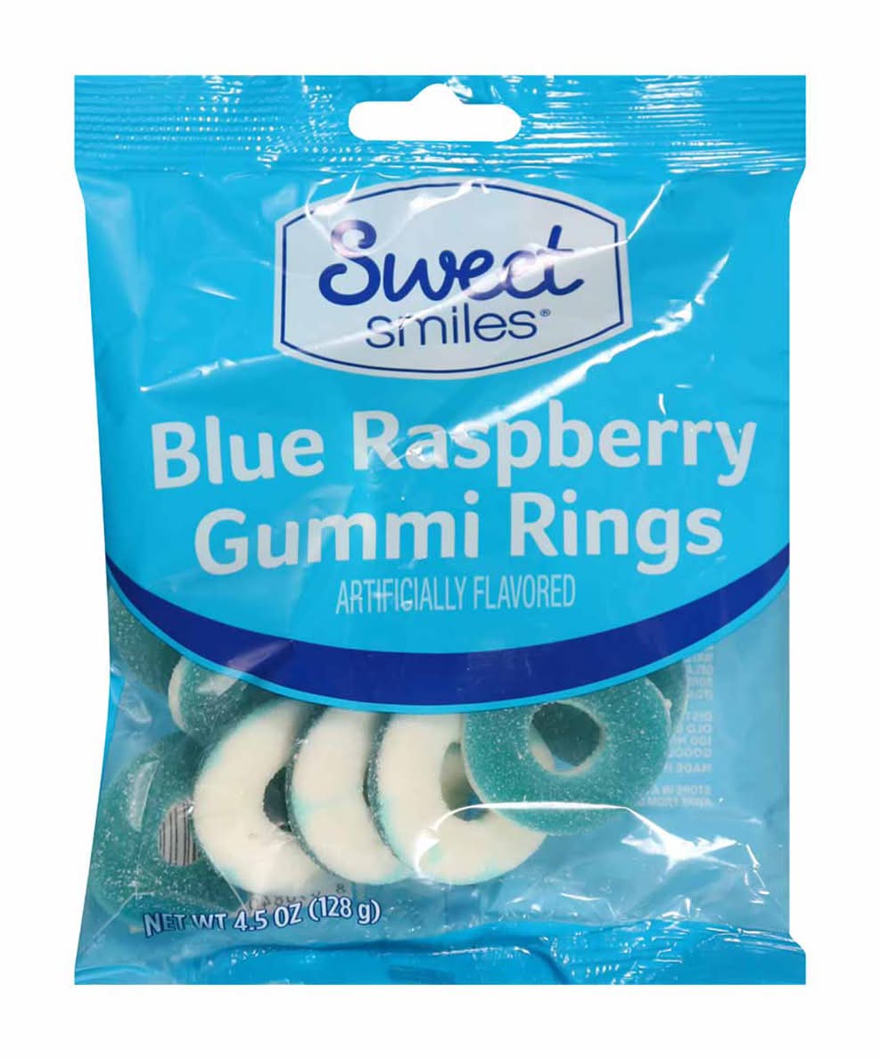 Sweet Smiles Blue Raspberry Gummi Rings 4.5 Oz