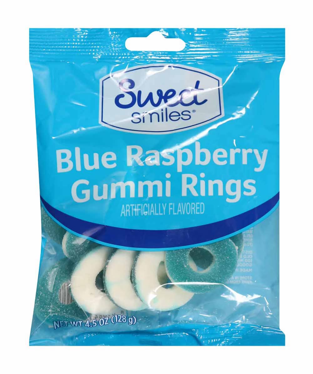 Sweet Smiles Blue Raspberry Gummi Rings 4.5 Oz