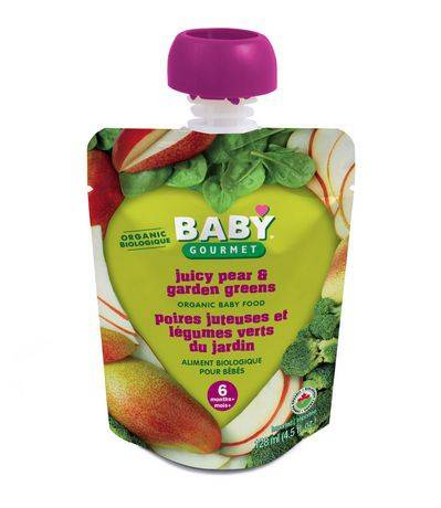 Baby Gourmet Juicy Pear & Garden Greens Baby Food (128 ml)