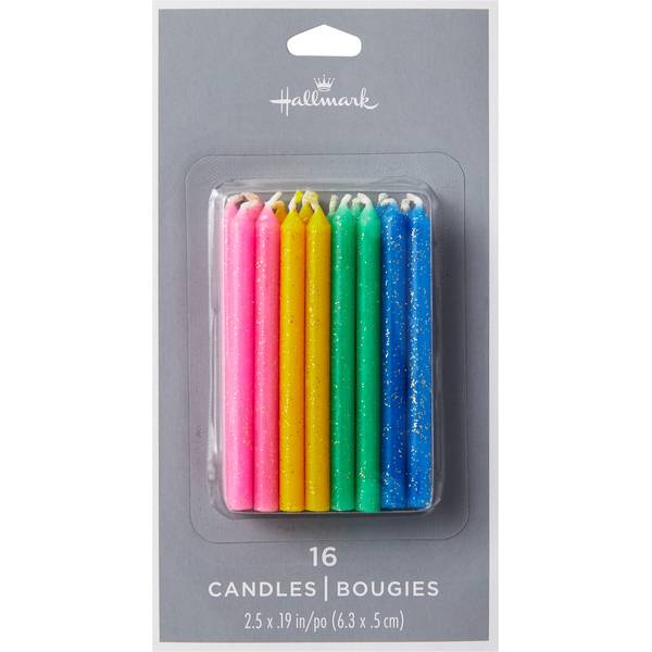 Hallmark Candles, Assorted Color with Glitter 16Ct