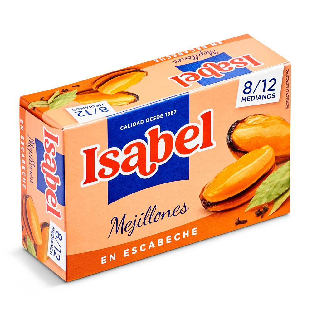 Mejillones En Escabeche 8/12 Piezas Isabel Lata 69 G