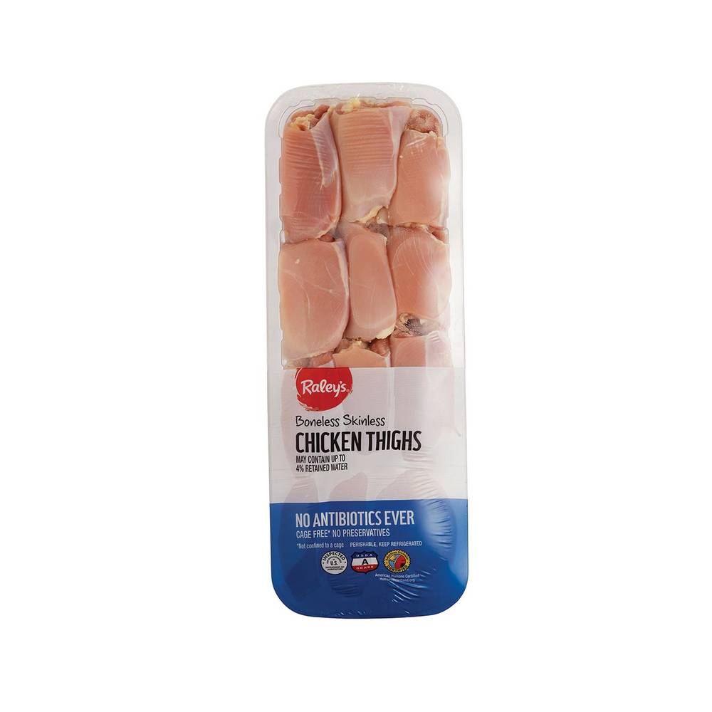 Raley'S Chicken Boneless Skinless Thighs Club Pack No Antibiotics Ever Per Pound