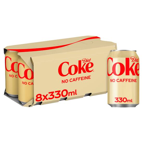 Diet Coke Sparkling No Caffeine Low Calorie Soft Drink (8 pack, 330 ml)